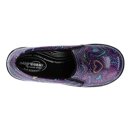 Image of Easy Works by Easy Street womens Leeza loafers shoes, Purple Multi Patent, 7.5 US