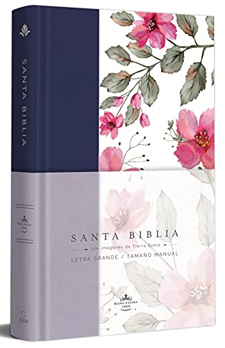 Biblia RVR 1960 letra grande Tapa dura y tela azul pÃºrpura con flores tamaÃ±o man ual / Bible RVR 1960 Handy Size Hardcover Cloth with Purple Blue Flor