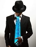 Light Up Neckties Novelty 7 Colors LED Light Up Tie Men Women LED Costumes for Halloween Music Dance Party(Single Piece) White