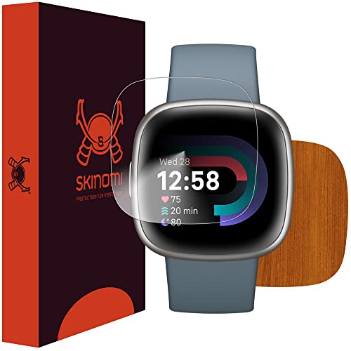 Skinomi Light Wood Full Body Skin Compatible with Fitbit Sense 2 Versa 4 (3-Pack)(Full Coverage) TechSkin with Anti-Bubble Clear Film Screen Protector