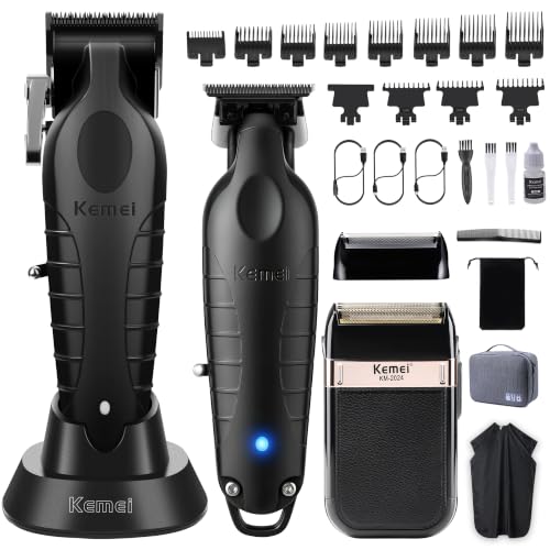 KEMEI Recortadora de Pelo/Barba, Juego de Afeitadora Eléctrica para Hombres