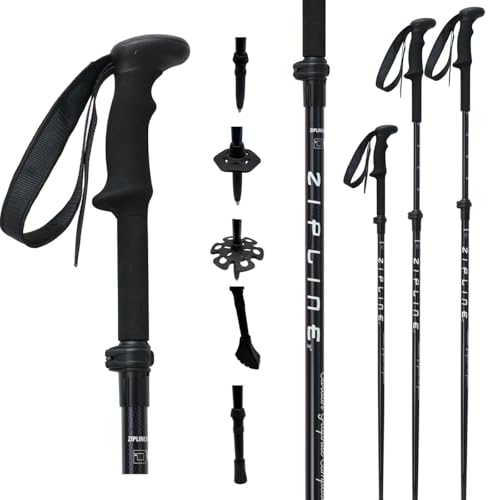 Zipline Ski Graphite Hybrid Trekking Poles for Hiking – Lightweight, Durable Poles with Soft EVA Handles and Quick Adjustable Lock System