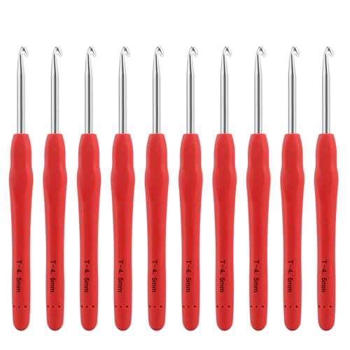 Image of Vodiye 10PCS Crochet Hooks, Professional Extra Long 4.5mm Crochet Hook, Ergonomic Handle Crochet Hooks Set, Crochet Needle for Beginners and Experienced Crochet Hooks Lovers (10pcs - 4.5mm)