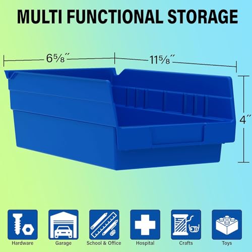 Akro-Mils 30130 Plastic Shelf Bins, Heavy Duty Storage Bins for Garage, Closet, and Drawer Organization, 12-Inch x 6-1/2-Inch x 4-Inch, Red, 12-Pack thumbnail 3