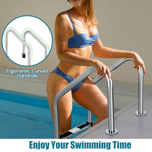 Escalera para piscina de acero inoxidable 3 peldaños antideslizante miniatura 4