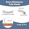 Beadthoven 10pcs 45x9mm Tube Brass Middle East Rhinestone Beads Silver Clay Pave Round Beads Disco Rhinestone Crystal Shamballa Beads for Jewelry Making Handmade Crafts Accessories Supplies #2