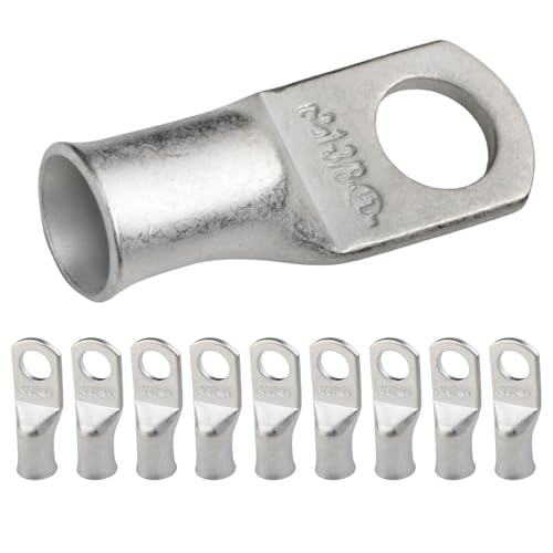 Image of SELTERM 10pcs 1 AWG-3 /8 inch Stud Marine Grade Tinned Copper Wire Battery Lugs