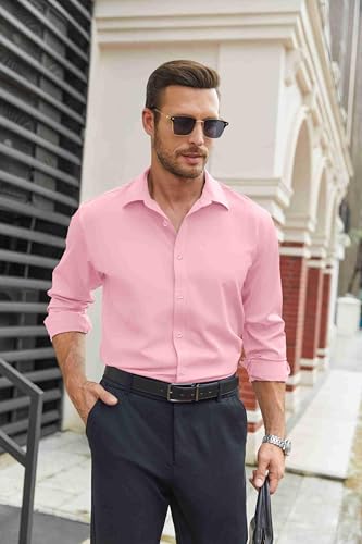 Image of COOFANDY Mens Stretch Dress Shirts Long Sleeve Button Down Shirt Regular Fit Formal Business Shirts