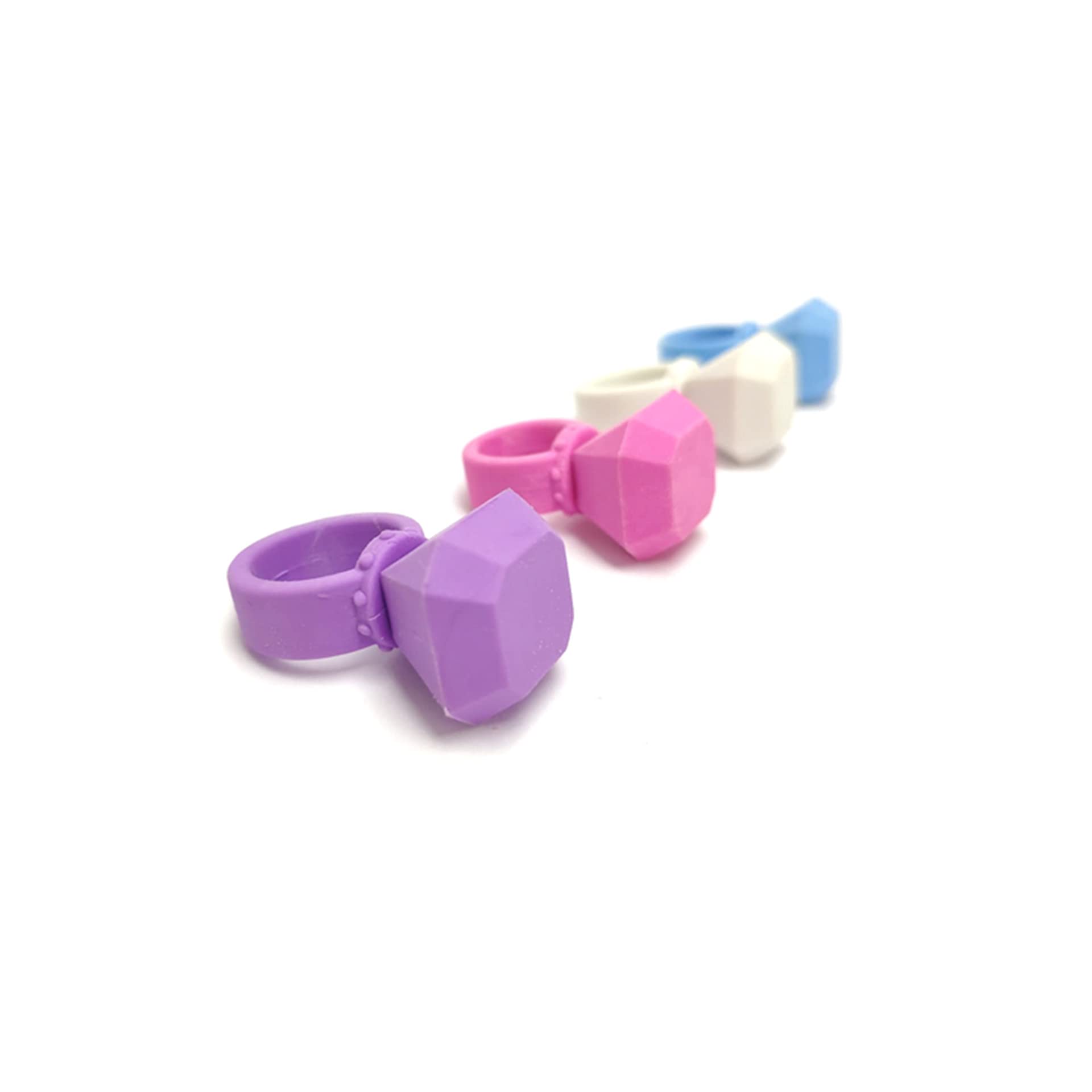 APLI Kids Radiergummis Ringform – 4 Stück, Blau, Pink, Lila, Weiß, Für Kinder Ab 3