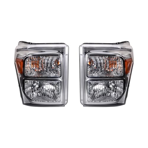 Image of TRQ 2 Piece Headlight Assembly Set Driver & Passenger Side Compatible with Ford F250 /F350 /F450 Super Duty F550 Super Duty 2011-2016 FO2502290 FO2503290 BC3Z13008E BC3Z13008F