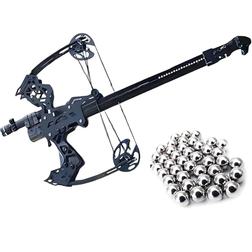 HGXYRZZ 45lb Ball Bearing Bow Compound Bow Right Handed Bows for Adult with Composite Pulley System with 100pcs 8mm steel beads(No Battery)