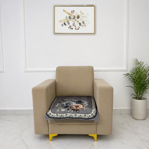 Image of Homerz 'Brooklyn Series' Premium Sofa Cover | Quilted Floral Design | Non-Slip Washable Sofa Protector | Soft Anti Slip Fabric (Grey, 1 Seater, Only Seat Cover)
