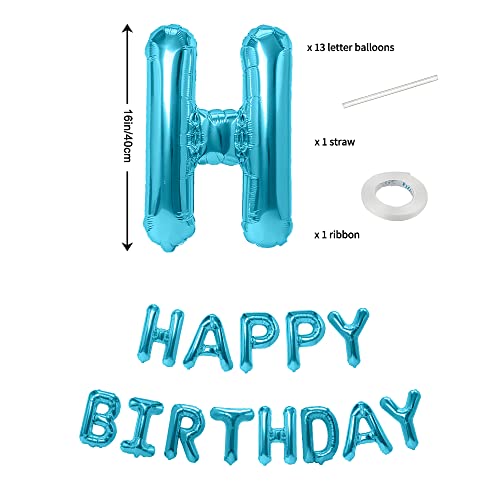 Happy Birthday Balloon, Happy Birthday Banner Blue, 16 Inch, Happy Birthday Balloons, Happy Birthday Balloons Letters, Mylar Foil Blue Happy Birthday Balloon Banner Party Decorations #TOP1