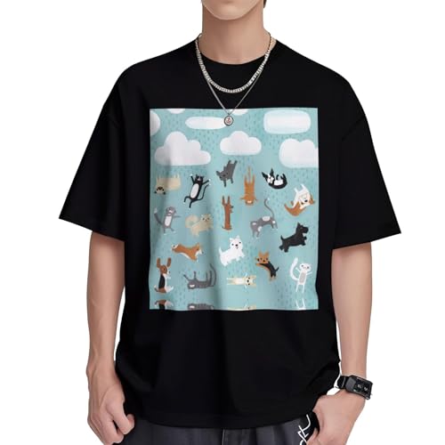 T-shirt pluie de chats et chiens frais et respirant en coton