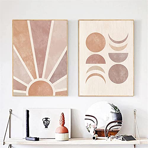 Affiches et gravures peinture murale neutre style bohème pour grand format salon 50x70cm x2