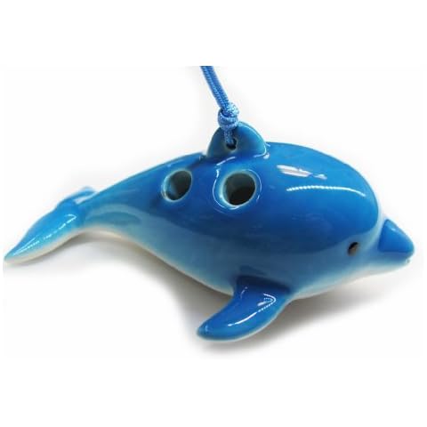 TNG Dolphin 6 Hole Ceramic Ocarina, Blue , 3.54 x 2.36 x 0.98 Cover