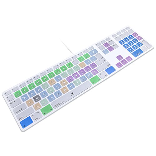 HRH for iMac G6 MB110LL/B MB110LL/A A1243 Keyboard with Numeric Keypad NumberPad Print:Final Cut Pro X Functional Shortcuts Hot Keys Design Silicone Keyboard Skin Cover [US/EU Layout]