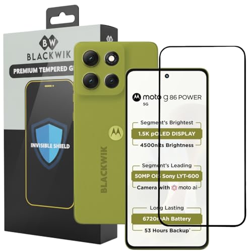 Image of Blackwik Tempered Glass Screen Protector for Moto G86 Power with Edge-To-Edge Protector Coverage | Easy Installation Kit (Black)