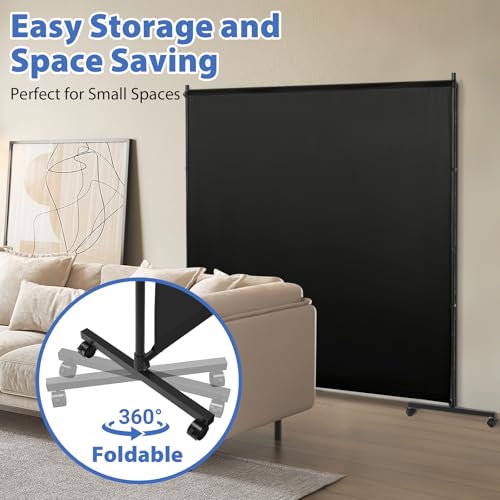 Room Divider, 73x75inch Large Single Panel Privacy Screen with Wheels,Thickened Fabric,Portable Partition Wall for Room Separation,Freestanding Room Separator for Indoor Office,Bedroom,Outdoor Patio by XGMDD - Used condition - Image 6