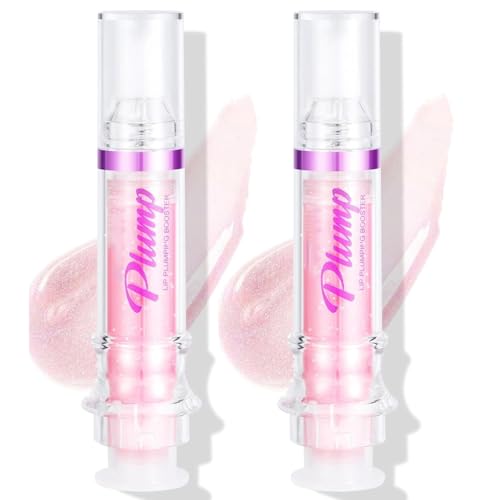 Baorder 2PCS Plumping Lip Oil With Chili Extract-Fuller Lips Instantly!Clear Pink Plumper Pout Lips Lip Gloss,Hydrating Nourishing Tinted Lip Balm Liquid Lipstick for Moisturizing Lips (02, pink)