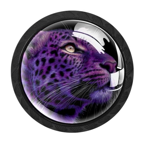 Boutons de porte motif léopard violet pour remplacer des poignées de commode usées - 2