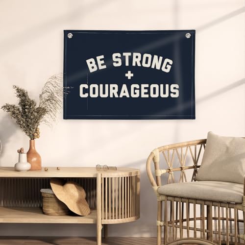 Image of Motivational Quotes Boys Room Decor,Be Strong Courageous Joshua 1:9 Bibie Nursery Playroom Wall Decor,Classroom Must Haves, Teen Dorm Toddler Wall Hanging Canvas Banner 30x20 bestrong