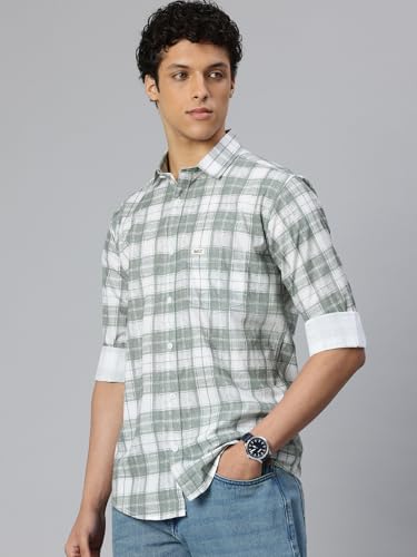 Image of Majestic Man Men's Pure Cotton Checkered Slim Fit Casual Shirt - Full Sleeve | Trendy & Comfortable