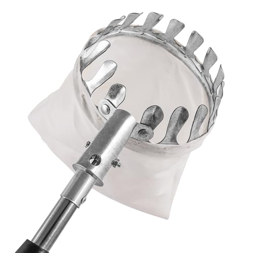 Cueille Fruit avec Manche Telescopique, Cueille-Fruits avec Sac de Rangement, Cueilleur de Fruits Amovible, Ramasse Fruit Telescopique de INOX pour La Récolte de Poire Cerise Citron Orange