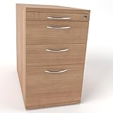 Rheinland Möbel Standcontainer SCON 43×76×80 cm – abschließbarer Bürocontainer in Nussbaum mit Orga-, 2 Universal- & Hängeregister-Schublade, Höhenausgleich, Metall-Bogengriff