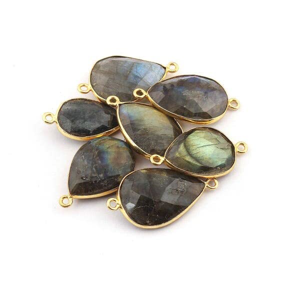 Intercalaire labradorite poire et or 24k pour sublimer vos colliers de soirée bohème chic