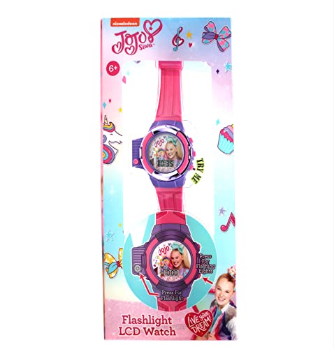 Accutime Kids Nickelodeon JoJo Siwa Purple & Pink Digital LCD Quartz Wrist Watch with Flashlight, Pink Strap for Girls, Boys, Kids (Model: JOJ4375AZ)4