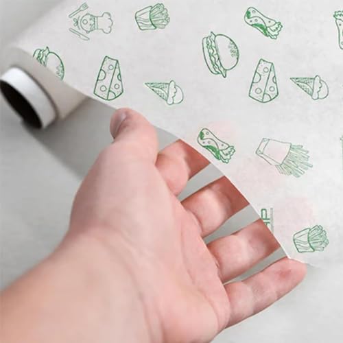 Image of GLUN 50 Meter Graseproof Wrapping Paper Roll, Non-Stick Back Food Wrapping Paper, Roti Wrapping, Baking Non-Stick, Re-Heatable, Oven Safe Paper