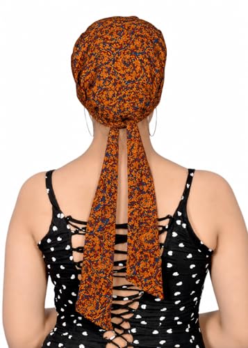Image of Pure Cotton Double Layer Head Scarves Hair Wrap Cap, Adjustable Free Size Head Cover for Women, Girls, Under Helmet Cover