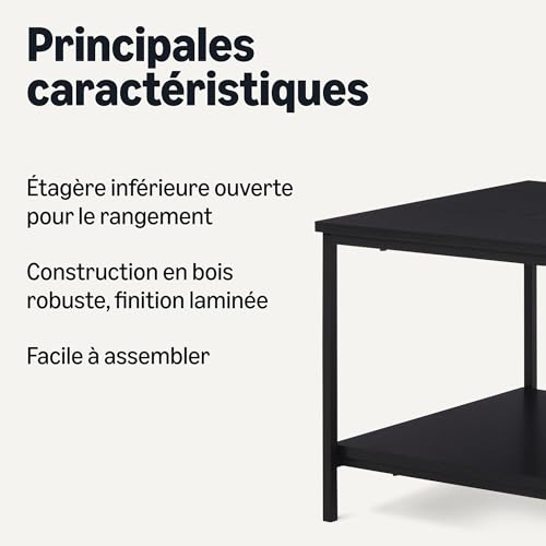 Table Basse Rectangulaire Noire 80 cm avec Étagère – Amazon Basics