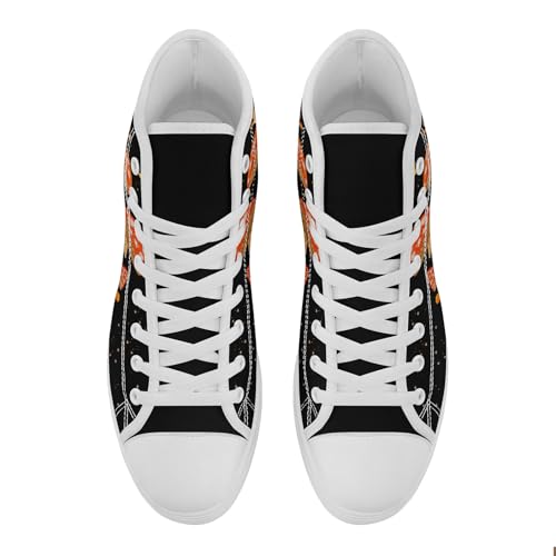 Women's Stylish High-Top Canvas Sneaker Print Floral Mushroom Shoes Gift for her Lightweight Fashion Flat Casual Shoes2