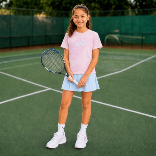 Image of PUMA Girls Athletic Skort Set - 2 Piece Workout Set Active Skirt with Shorts & Short Sleeve T-Shirt Girls Athletic Outfit