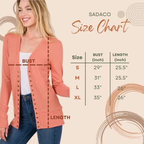 Zenana Women’s Knit Cardigan Sweater – Casual Snap Button Front Long Sleeve Ribbed Hem Detail Lightweight Basic Knitted Top2