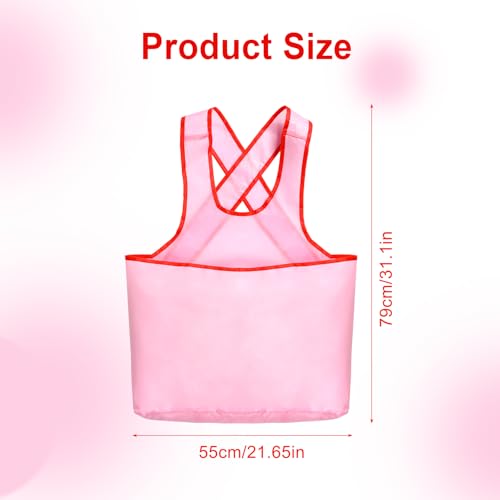 lasuroa Portable Clothes Drying Apron, 31.1x21.65x0.79in Laundry Apron with Large Pocket Clothes Hanging Pouch Oxford Sleeveless Laundry Apron Clothes Drying Apron for Cloth Drying Fruit Picking(Pink) - Image 2