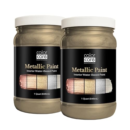 COLOR CARE Metallic Paint &ndash; Satin Champagne, 1 Quart (Pack of 2) | Water-Based...