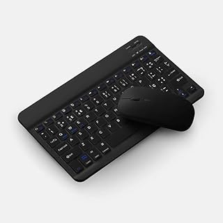 Kit Teclado E Mouse Sem Fio Bluetooth Colorido Compatível Tablet, Pc, iPad. Bateria interna recarregável. Ótima autonomia Padrão Abnt. (Preto)