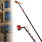 Cepillo telescópico para limpieza de vidrios, kit de varilla con alimentación de agua de 3,6 a 11 m de longitud, cepillo telescópico con alimentación de agua de 12 a 36 pies, sistema de limpieza con