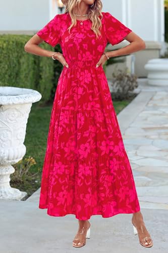 Image of PRETTYGARDEN Women's Casual Smocked Boho Floral A-Line Maxi Dress 2026