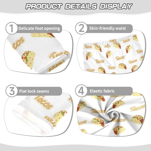 ZZKKO Girls Leggings Tacos and Handwriting Lettering Toddler Girls Clothes Leggings for Girls Toddler Girls Leggings 3-4T3