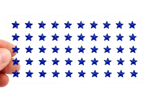 Allstarco 8mm (5/16") Blue Star Self-Adhesive Acrylic Rhinestones, 250 PCS