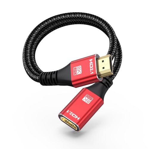 HDMI Extender 8K HDMI Extension Cable 1.5FT, HDMI 2.1 Male to Female Adapter Extension Cord 8K@60Hz...