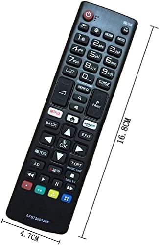TV Remote Control AKB75095308 New Replacement Remote Fit for Various LG Ultra HD TV with Netflix Amazon Buttons for LG TV 28MT49S 32LJ610V 43UJ630V 43UJ634V Universal Remote Control