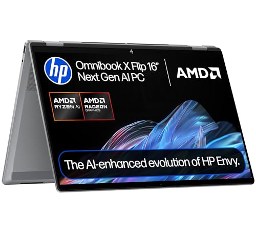 HP OmniBook X Flip NGAI 16 Laptop | CoPilot+ PC | AMD Ryzen AI 5 340 Processor | 16GB RAM | 512GB SSD | AMD Radeon 840M Graphics | 2K Touchscreen | Up to 21 Hrs Battery | Windows 11 | 16-ar0004sa