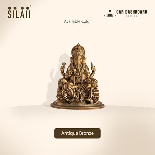Image of SILAII Lord Ganesha Car Dashboard Idol - 3 Inch | Artistically Crafted Ganesh Murti | Miniature Statue for Car Interior Decor | Ganesha Idols for Home & Office | Decorative Ganesha Idols