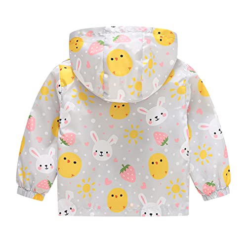 Toddler Boys Girls Cartoon Print Zip Jacket Hooded Trench Lightweight Kids Coats Windbreaker Casual Outerwear (Yellow, 3-4 Years)2
