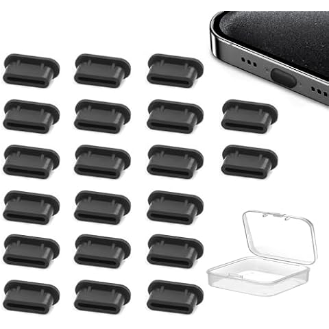 OPSFALCON USB C Dust Plug 10 Pack USB C Port Cover with Cleaning Sticks USB Type C Charging Port Protector Dust Cover for iPhone 15 Series and Samsung Galaxy S22/S21/S20 Series (20 Pack-Silicone) Cover